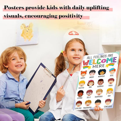 FLYAB Feelings Chart for Kids - Classroom Decorations Elementary Emotions Learning Mental Health Poster for Toddlers Educational Calming Corner Teacher Must Haves for Back to School Supplies
