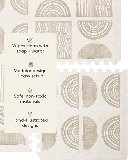 House of Noa Baby Play Mat – 4x8 Pebble Ada – Set of 8 Tiles – Cushioned EVA Foam Play Mat for Floor, Soft Interlocking Baby Crawling Mats for Hard Floors