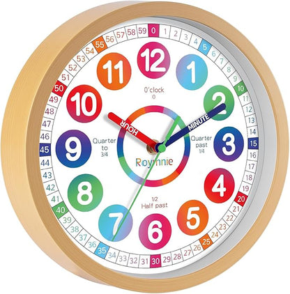 Wall Clock for Kids Learning - Teaching Time Wall Clocks Battery Operated Silent Non Ticking - Analog Colorful Clock Decorative for Kids Room Classroom School(14 Inch)