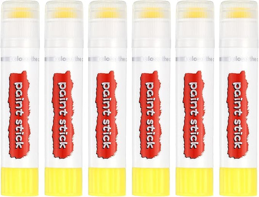 PATIKIL Tempera Paint Sticks, 6 Pcs Solid Tempera Paints Sticks Washable Bulk Markers Pen Quick Drying for Artists Beginners Art Supplies, Lemon Yellow