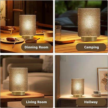 Dolita Battery Operated Glass Lamp, 2-Pack Small Table Lamps with Timer, Bedside Lights for Home Decor Living Room, Office, Bedroom