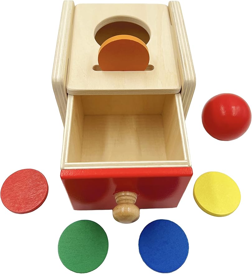 Dailyfunn Montessori Toys Coin&Ball 2-in-1 Drop Box Object Permanence Box for Infant Baby Preschooler 6-24 Months