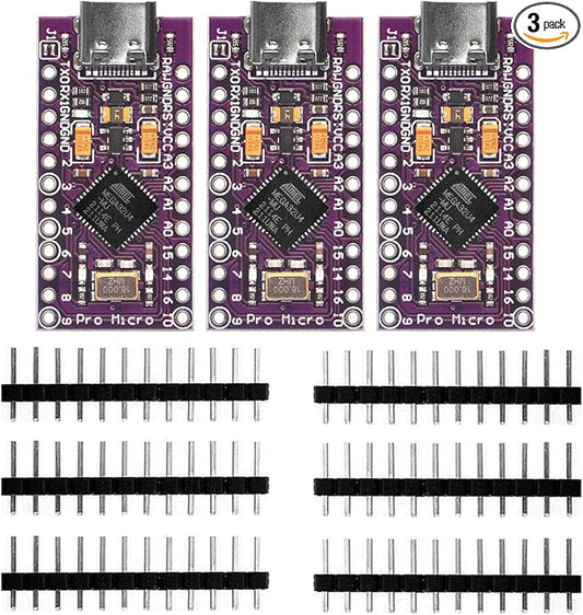 3pcs Pro Micro Board 5V/16MHz Module Board Type C Port for Arduino Leonardo