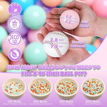 GOGOSO Ball Pits Balls for Toddlers Pack of 50 100 200 Plastics Shape Ball Non-Phthalate Non-BPA Non-Toxic 2.2-Inch Crush Proof Play Balls