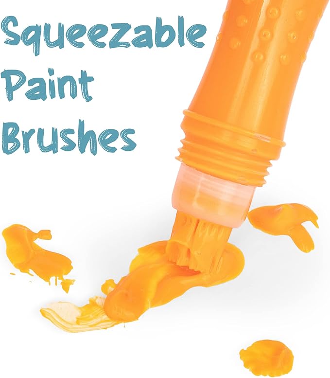 12 Squeezable Paint Brushes Classic Colors for Kids, Tempera Paint Brush, Assorted Fun Colors for Toddler, (24ml/0.8oz Each) (Pack of 2)