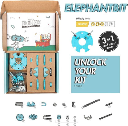 The Off Bits Erector Set: Animal Mini STEM Toys for Kids 6+, Toy Building Sets with Nuts & Bolts, STEM Building Toys Gifts for Boys and Girls (Blue Elephant)