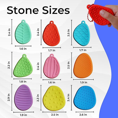19pc Chewy Sensory Stones Calming Kit w/Calm Strips for Anxiety Relief Items, Chewelry Sensory Toys for Kids with Autism Classroom Must Haves, Worry Stones Fidgets for Classroom
