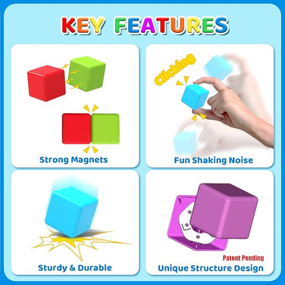 Magnetic Building Blocks, 1.65 inch Large Magnetic Stacking Cubes for Toddlers, Sensory & Montessori Toys for Boys & Girls 1 2 3 Years Old (36 PCS)
