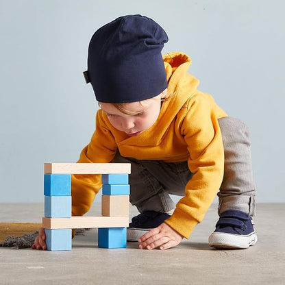 HABA Colored Wooden Building Blocks - 46 Piece Set of Wooden Toys, Stacking Toys for Toddlers 1-3 for Open Ended STEM Play, Made in Germany