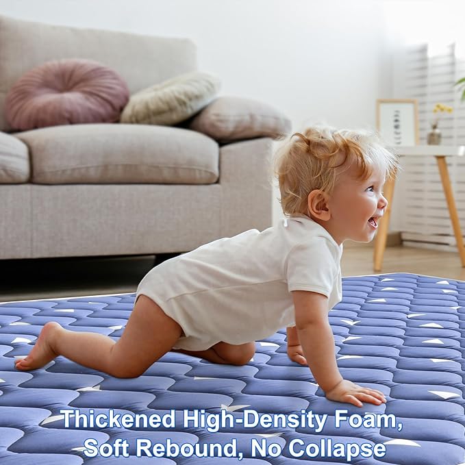 Premium Foam Baby Play Mat for Floor, 50x50 Playpen Mat, Thicken One-Piece Crawling Mat, Non-Slip Cushioned Baby Playmats for Infants, Babies, Toddlers, Play & Tummy Time