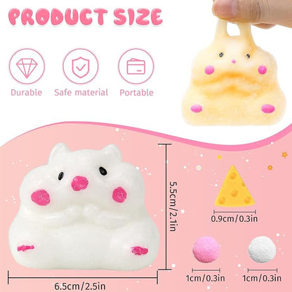 4pcs Squishies Hamster Squeeze Fidget Toys, Cute Hand Made Hamster Sensory Toys fo Autism, Goodie Bags Stuffers Halloween Party Favors