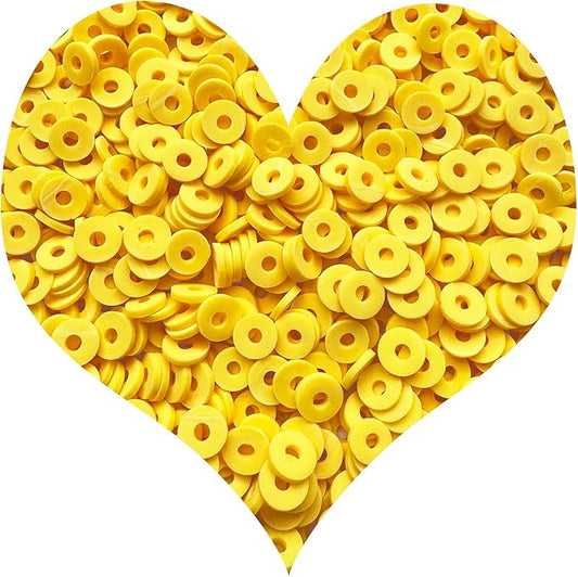 3000Pcs Clay Beads Flat Round Polymer Bead Vinyl Heishi Beads Flat Round Polymer Bead for Jewelry Making Necklace Bracelet (34-Yellow2
