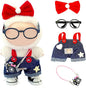Overalls Doll Clothes,17cm/15cm Dolls Outfit Set,Stylish Clothes Set Dress Up (No Doll) (Blue Overalls Suit+Bow)