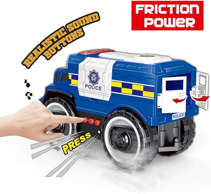 Liberty Imports Big Wheel Police Monster Truck Toy, Friction Powered Police Car for Kids with Lights & Sounds – Large Wheels, Opening Doors, and Realistic Police Siren Effects