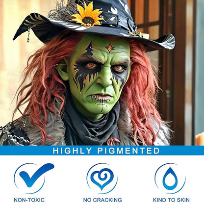 MEICOLY Lime Green Face Body Paint Stick,Elphaba Green Face Paint,Body Paint for Halloween SFX Cosplay Witch Makeup for Kids and Adults,Hunting Camo Paint,St Patricks Day Accessories
