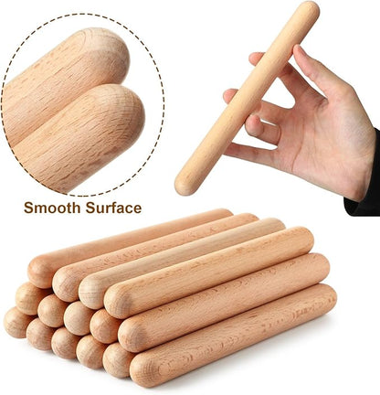Boao 20 Pcs 8 Inch Music Rhythm Sticks for Kids Bulk, Music Lummi Sticks with Carry Bag, Classical Wood Claves Musical Percussion Instrument Drumsticks Classroom School Perform Show Set