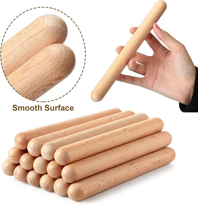 Boao 40 Pcs 8 Inch Music Rhythm Sticks for Kids Bulk, Music Lummi Sticks with Carry Bag, Classical Wood Claves Musical Percussion Instrument Drumsticks Classroom School Perform Show Set