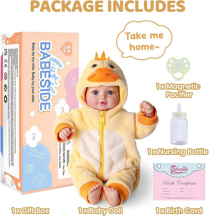 BABESIDE Value 5-Piece Realistic Baby Doll Set – Includes 15-Inch Soft Body Doll, Outfit, Bottle, Magnetic Pacifier & Birth Certificate – Ideal Gift for Kids, Birthday, Pretend Play