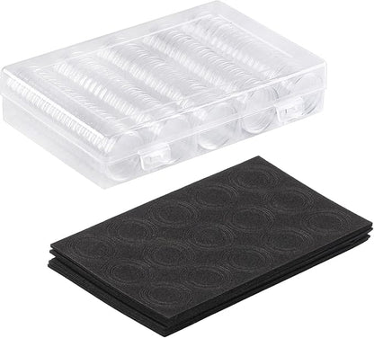 SPLF 100 Pieces 30mm Coin Capsules and 5 Sizes (17/20/25/27/30mm) Protect Gasket Coin Holder Case with Plastic Storage Organizer Box for Collection Supplies