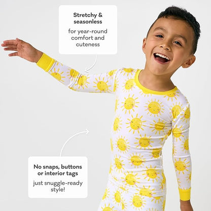 Little Sleepies Two-Piece Pajama Set for Boys & Girls, Soft Viscose from Bamboo Toddler Pajamas for Kids, Family Matching PJs