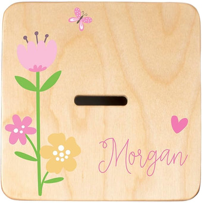 Wooden Piggy Bank for Kids and Adults, Personalized Gift Handmade in USA by BloomOwl, Custom Piggy Bank, Personalized Banks for Kids, Gifts for Baby Boys and Girls (Dance)