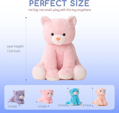 5 Pieces Cat Stuffed Animals for Girls, 1 Mommy Cat with 4 Babies, Soft Plush Cat Toy Set for Kids 3-9, Gifts for Christmas, Birthday, Children's Day, Valentine's