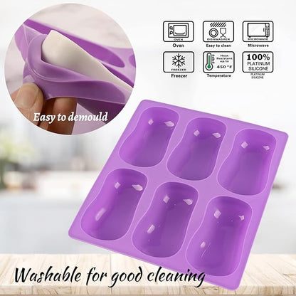Sakolla 2 Pack 6 Cavity DIY Silicone Soap Molds Classical Handmade Silicone Molds for Bath Bombs, Craft Soap Making Supplies