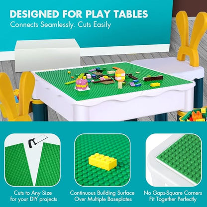 Lekebaby Classic Baseplates Building Base Plates for Building Bricks 100% Compatible with Major Brands-Baseplates 10" x 10", Pack of 12