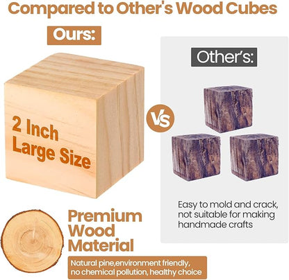 40 Pcs 2 Inch Unfinished Wooden Blocks for Crafts, Blank Natural Wooden Cubes Wood Square Blocks for Paint Stamp Decorate DIY Projects Personalised Gifts Crafts Making Baby Shower Christmas Decoration