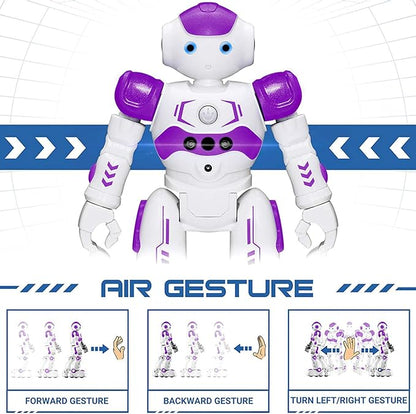 KingsDragon RC Robot Toys for Kids, Gesture & Sensing Programmable Remote Control Smart Robot for Age 3 4 5 6 7 8 Year Old Boys Girls Birthday Gift Present,Purple