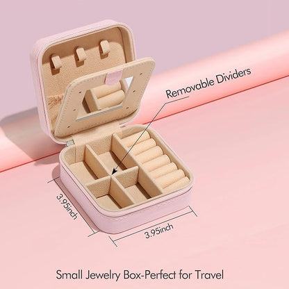 Parima Bridesmaid Gifts for Wedding Day, Women | Proposal Unique Travel Essentials Small Jewelry Box Case-Initial F Pink