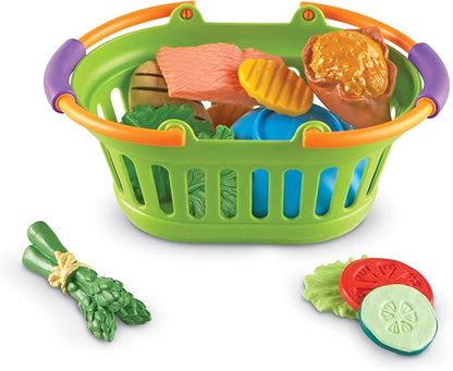 Learning Resources New Sprouts Healthy Foods Basket Bundle - 37 Pieces, Ages 18+ months Pretend Toddler Food, Healthy Play Food for Kids, Toddler Learning Toys