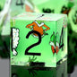 DNDND Full 7 Piece Sharp Edge Dice Set with Carton Stickers for Dungeons and Dragons D&D Table Games (Green with Carton)