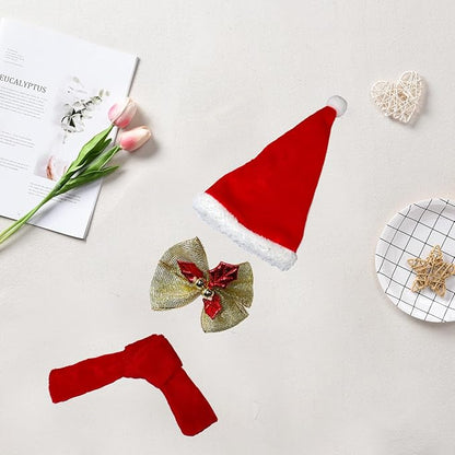 17cm Doll Clothes Christmas Accessories Outfit for 17cm Dolls (NO Doll)(Sweater+Christmas Hat/Scarf)