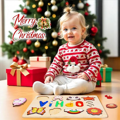 Personalized Name Puzzle for Kids, Wooden Puzzles for Toddlers 1-3, Custom Baby Toddler Toys for 1 Year Old, Personalized Christmas Birthday Gifts