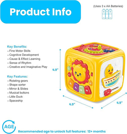 PlenPLAY 6-in-1 Activity Cube for Babies and Toddlers – Baby Toys 12-18 Months – Activity Cube for 1 Year Old – Perfect Car Seat Travel Toys for Toddlers Ages 1-3 (Color May Vary)