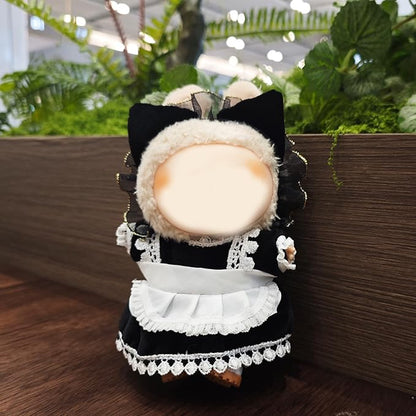 17cm Doll Clothes Set, Cute Girls Doll Outfits, 3 PCS Black Maid Style Dress Outfits Exquisite Accessories