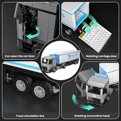 Mould King Container Truck Building Set, Realistic American Style Container Truck Model for Boys/Girls Ages 8+, 24070 STEM Toy Vehicles with Detailed Interior, Collectible Model for Adults (548 PCS)