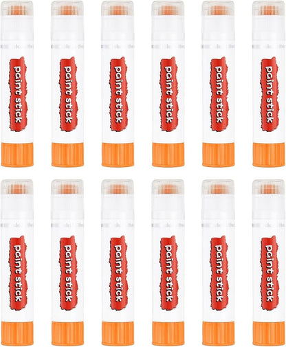 PATIKIL Tempera Paint Sticks, 12 Pcs Solid Tempera Paints Sticks Washable Bulk Markers Pen Quick Drying for Artists Beginners Art Supplies, Orange