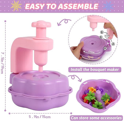 Flower Craft Kits for Girls - Arts and Crafts Toys for Kids Ages 4-8, Birthday Gifts for 4 5 6 7 8 9 Year Old Girls, Mess-Free Art Craft Activity Toys, DIY Flower Making Kit for Kids Preschool