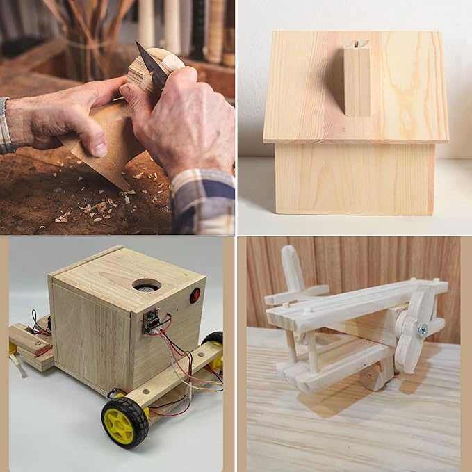 8PCS Rectangle Wood Boards Unfinished Wood Blocks for Crafting, 6x4x0.8in Blank Whittling Wooden Blocks for Wood Carving,Painting & Burning