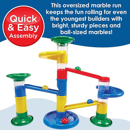 MindWare Junior Marble Run - My First Marble Run Set - Toddler Building Game - Marble Maze Toddler Building Toy Set with Oversized Marble Track Pieces and 5 Giant Marbles for Kids 12 Months and Up