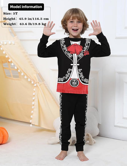 A&J DESIGN Pure Cotton Printed Pjs for 2-14 Years Kids, 2-Piece Long-Sleeved Pajamas Set