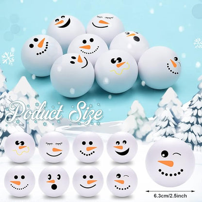 Zhanmai 64 Pcs Christmas Snowmen Stress Balls Bulk Small Snowball Face Relief Squeeze Crafts for Winter Party Favors Xmas Stocking Stuffers Gift Goodie Bag Fillers Holiday Decorations (2.5 Inch)