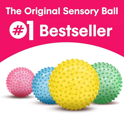 Edushape Original Sensory Ball for Baby - 7" Deflated with Pump, Transparent Yellow, Enhances Gross Motor Skills for Kids 6 Months & Up