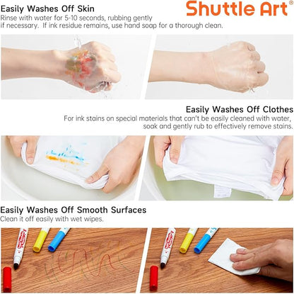 Shuttle Art Super Washable Markers, 30 Colors Broad Line Conical Tip Markers for Kids, Ultra Clean Coloring Book Marker Set, Home Classroom School Supplies for Toddlers Kids Adults Students Teachers