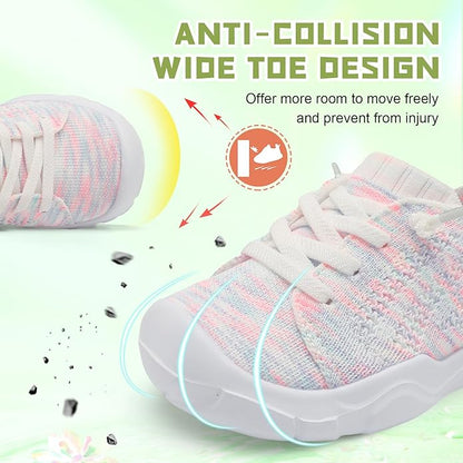 JIASUQI Toddler Shoes for Boys Girls Slip on Sneakers Wide Toe Walking Shoes Toddler Sock Shoes