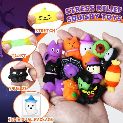 24 PCS Halloween Squishy Toys for Kids Halloween Party Favors Classies Character Squeeze Toys for Trick or Treat Gifts Bulk,Goodie Bags Stuffers for Kids Treat Bags Gifts Classroom Rewards