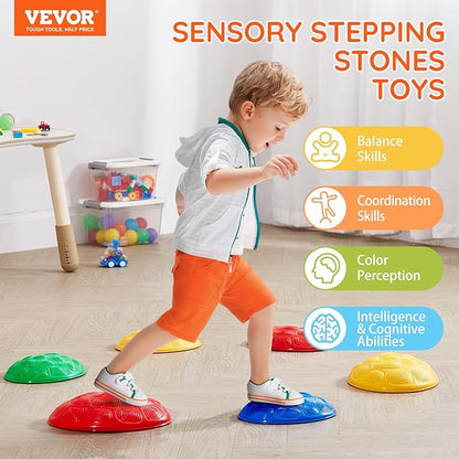 VEVOR Turtle Balance Stepping Stones, 6 PCS, Up to 220 lbs Kids Turtle Jumping Stones Steps Stones, Toddler Obstacle Course Coordination Game Toys Indoor or Outdoor Play for Children Aged 3 4 5 6 7 8+