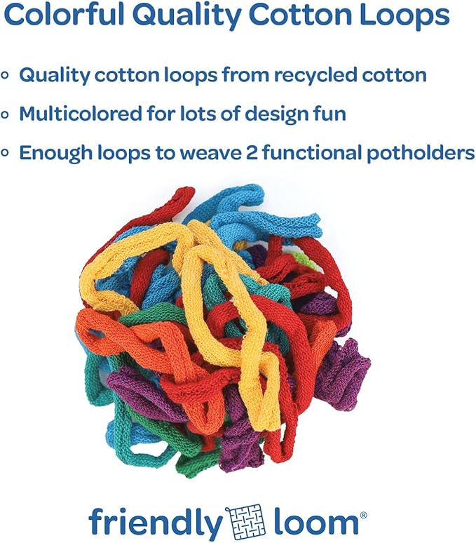 Friendly Loom Potholder Pro Weaving Kit | 10”x10” Sturdy Metal Loom and Quality Cotton Weaving Loops | Complete Kit to Weave 2 Large, Durable Potholders | Made in The USA